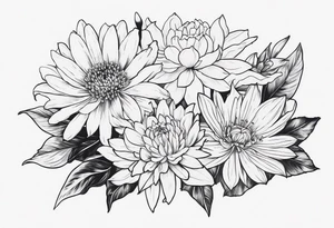 Asters, roses, Lillies, chrysanthemums tattoo idea
