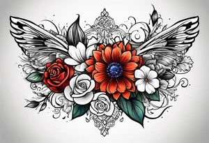 date, with flowers surrounding tattoo idea
