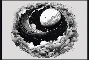 Large black hole swallowing earth. as Earth is swallowed space and time is stretched and deformed tattoo idea