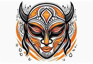 Crying mask that is orange and black tattoo idea