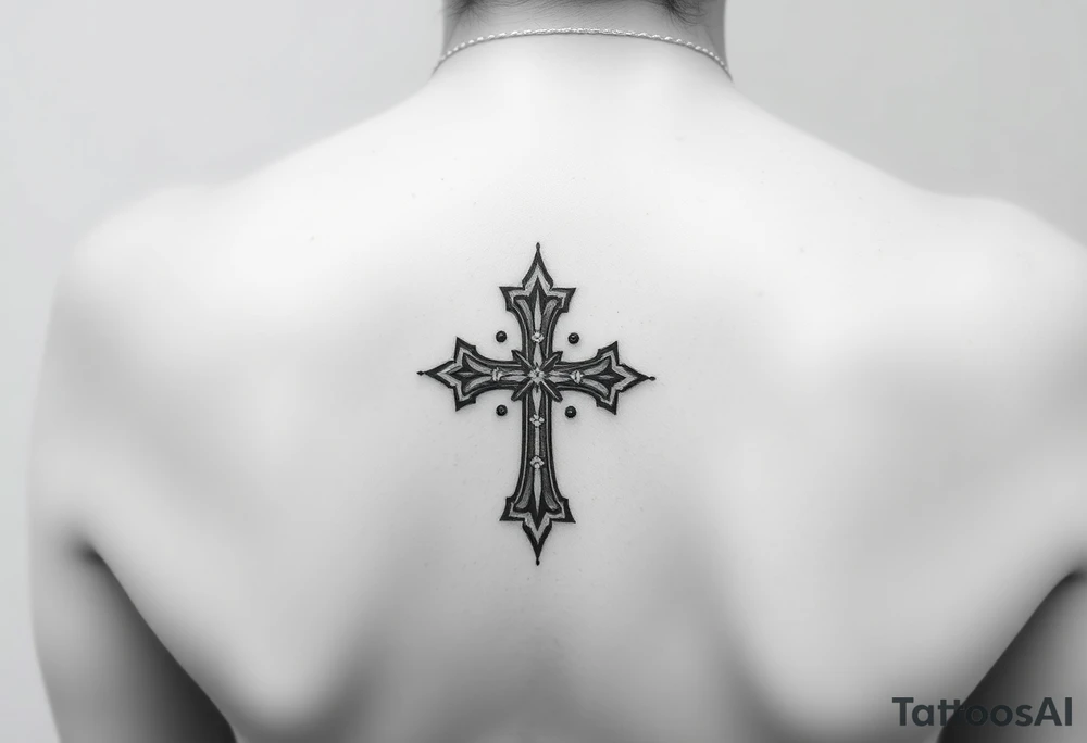 Small feminine cross on female wrist tattoo idea