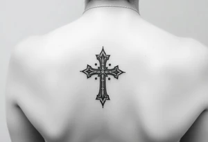 Small feminine cross on female wrist tattoo idea
