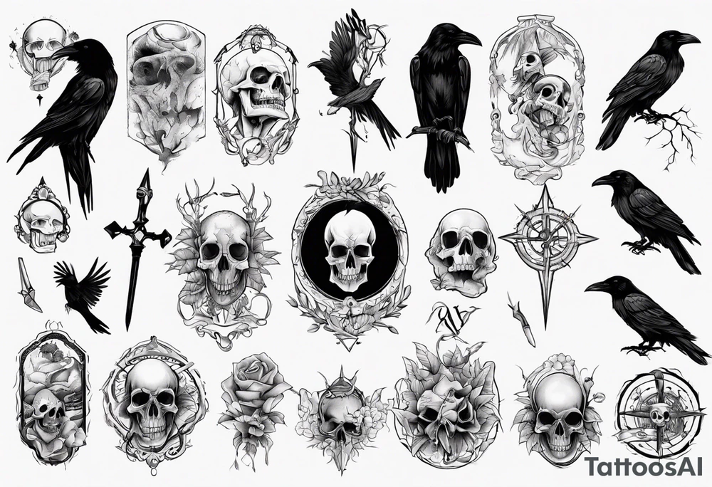 Death and raven tattoo idea