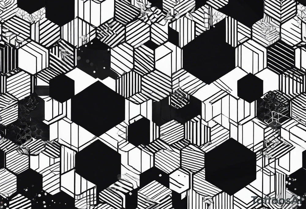 black hexagon pattern tattoo idea