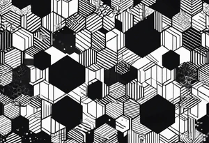 black hexagon pattern tattoo idea