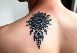 spiritual feathers ornamental mandala shaman tattoo idea