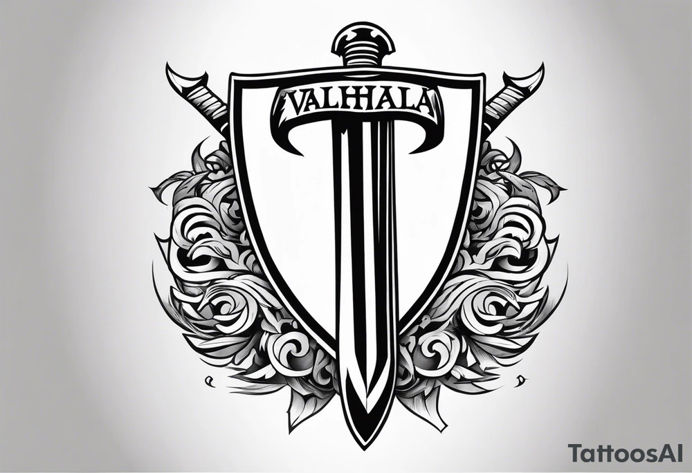 Valhalla shield  sword axe tattoo idea