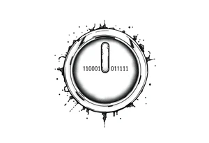 A Power Button with the Binary Text "00100001 01100011 01110000 01110101" Embedded in the background. tattoo idea
