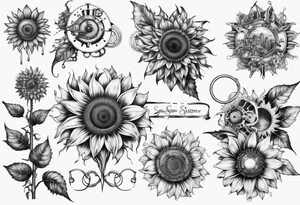 Steam punk sunflower tattoo idea