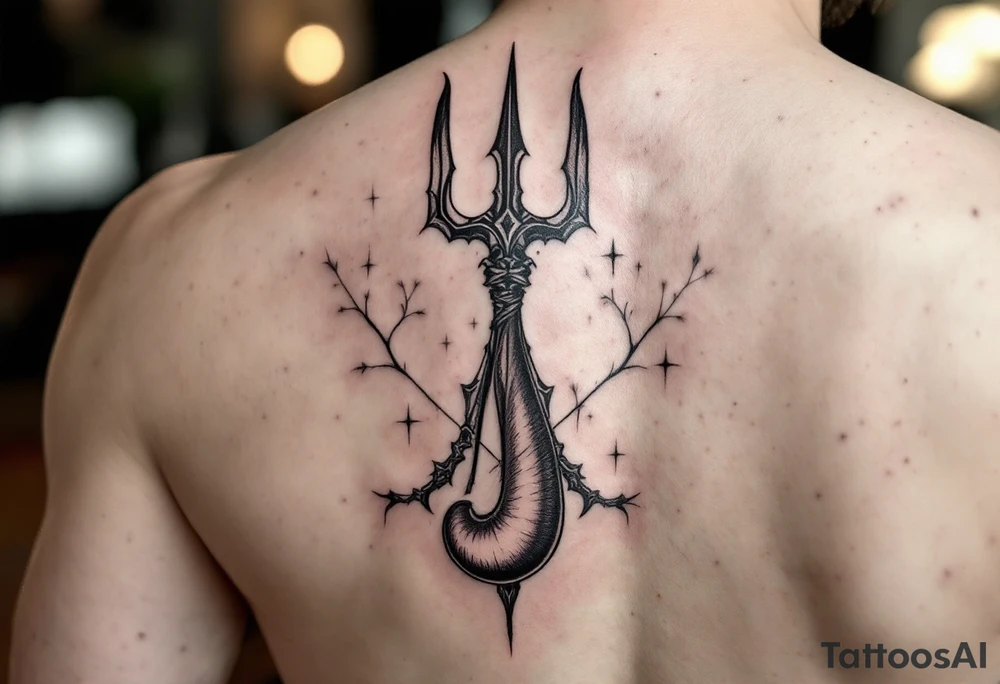 trident with large penis tattoo idea