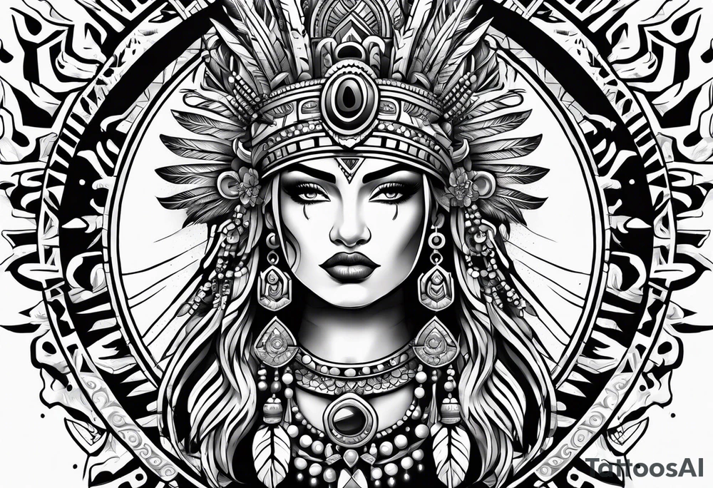 Dripping Aztec priness tattoo idea
