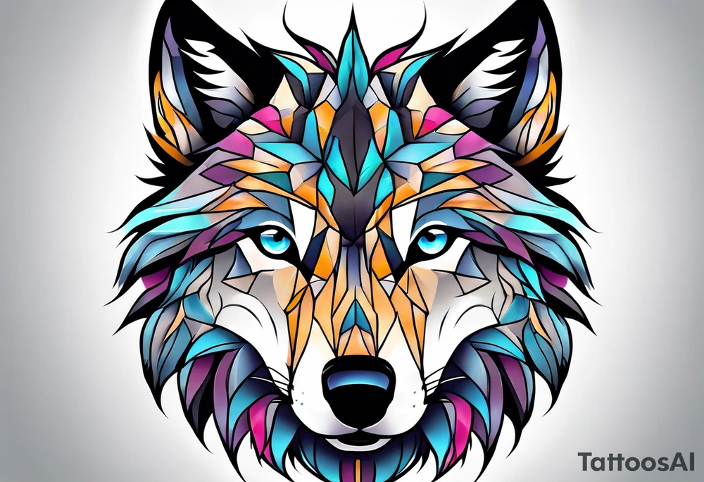 strong wolf gentle eyes tattoo idea