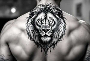 powerful lion full back tattoo idea