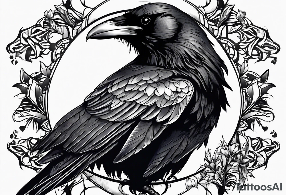raven above bear tattoo idea