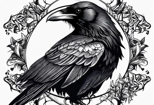 raven above bear tattoo idea