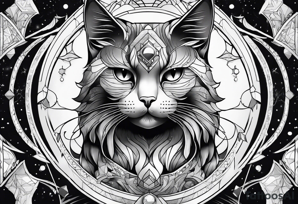 cat, outer space, sleeve tattoo tattoo idea