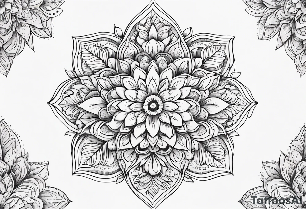Mandala, botanical, flowers, negative space tattoo idea