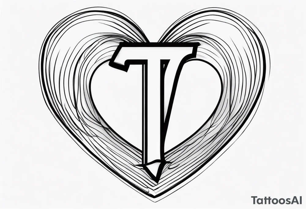 Picture of the letter I within a heart to represent oneself tattoo idea