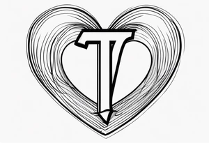 Picture of the letter I within a heart to represent oneself tattoo idea