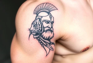 spartan viking with a tiger on it tattoo idea