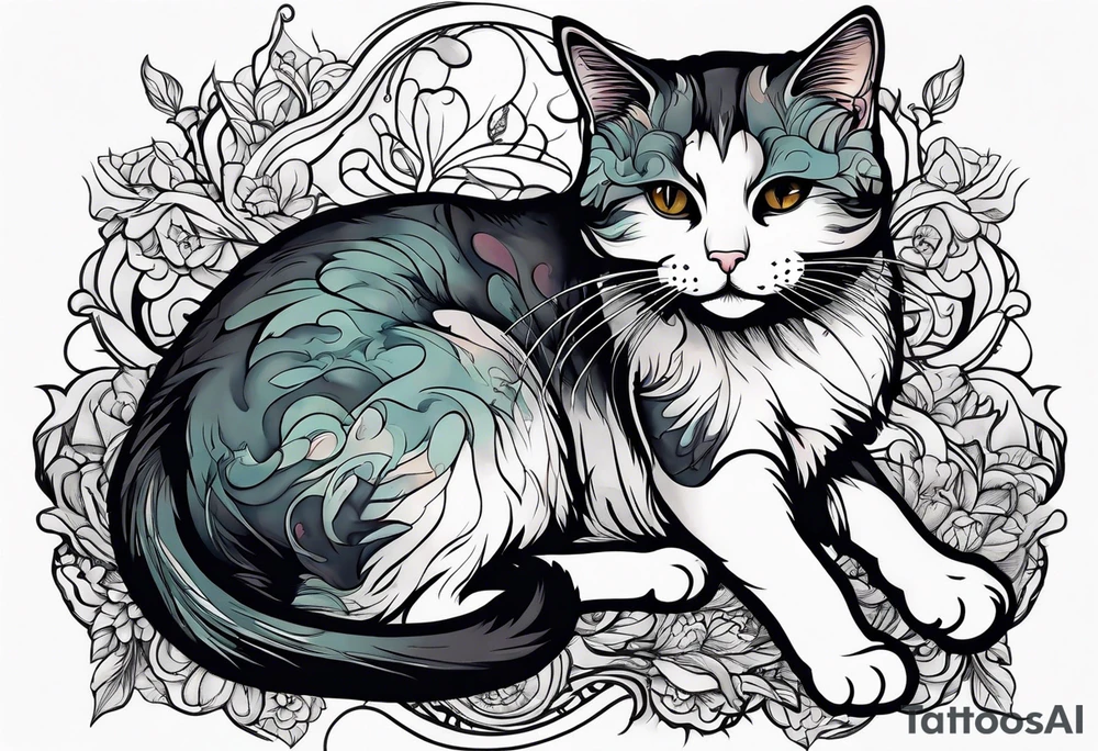 Cat playing with a mouse tattoo idea