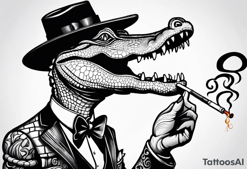 alligator smoking cigarette tattoo idea