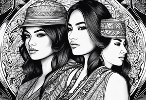 three person side by side. Daughter on the left, mother in the middle, grandmother on the right. tattoo idea