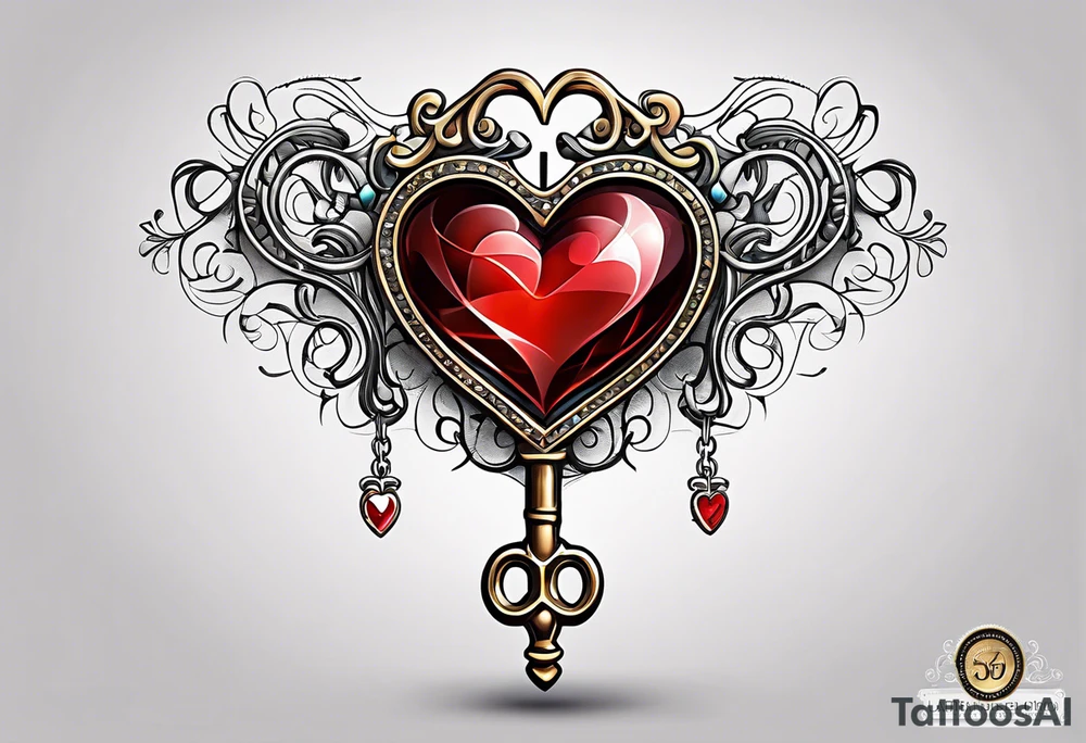 Heart shaped antique key tattoo idea