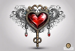 Heart shaped antique key tattoo idea