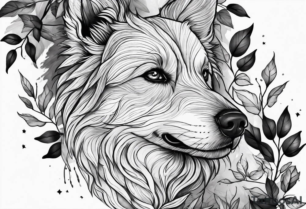 bark with foliage tattoo idea