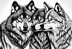 three wolves howling at the moon tattoo idea
