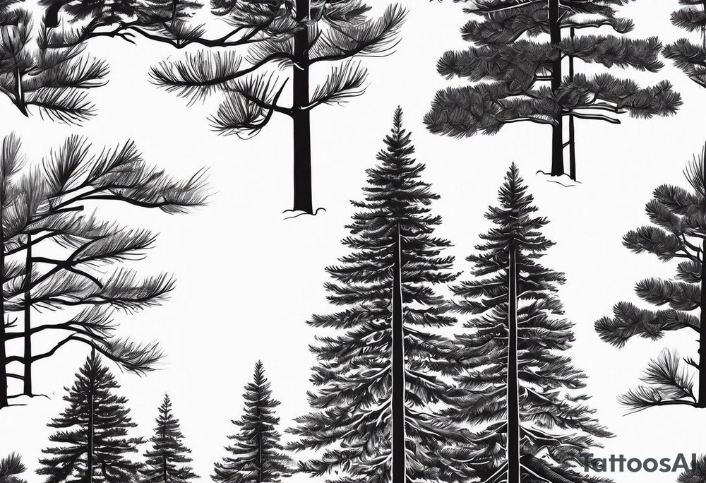 Pine trees tattoo idea