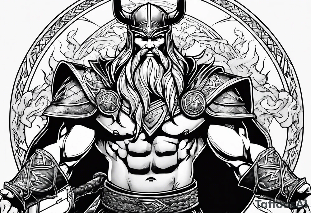 god of thunder with lightningbolts tattoo idea