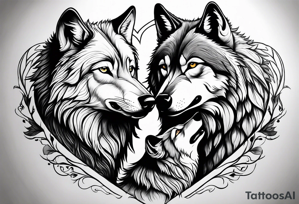 Wolves in love with family tattoo idea