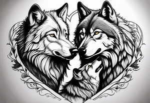 Wolves in love with family tattoo idea