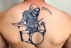 grim reaper playing the drums tattoo idea