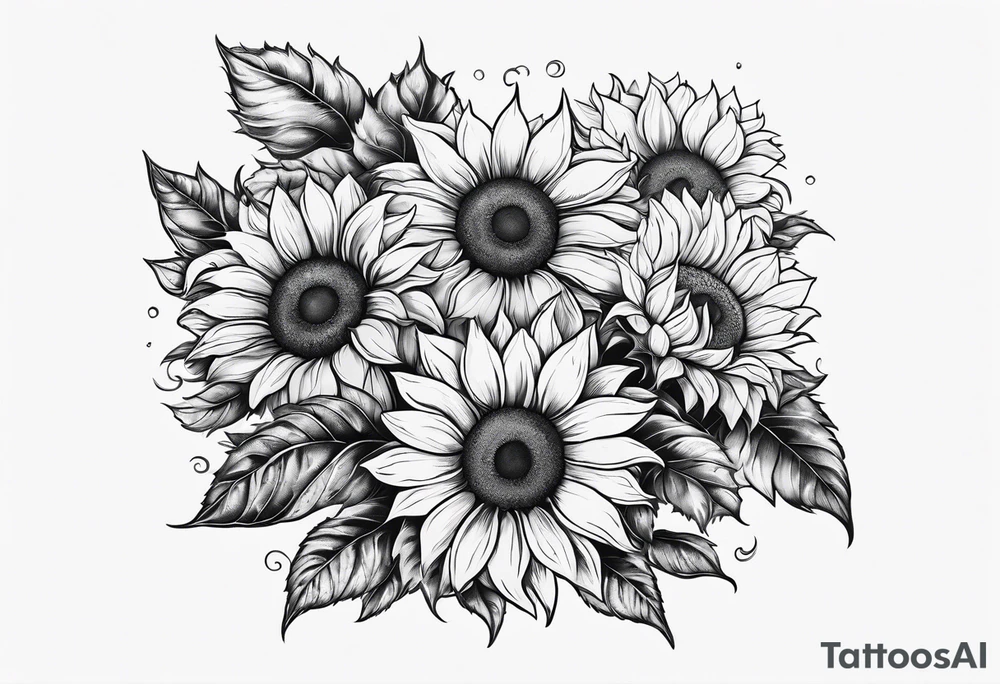 Cancer symbol with sunflowers behind it tattoo idea