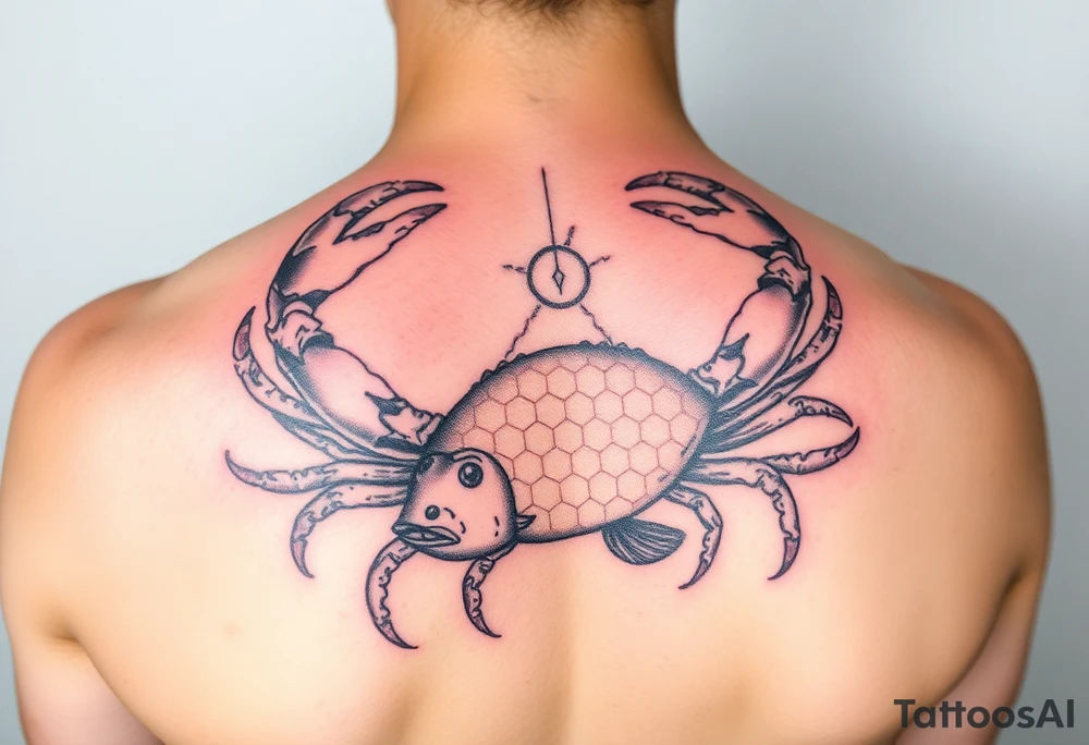 Crabs, fish, honey comb tattoo idea