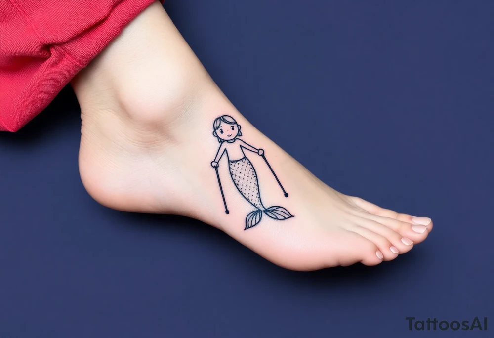 Mermaid with crutches tattoo idea