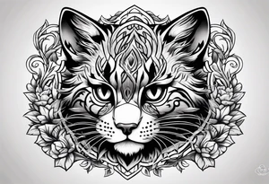 Young wildCat cub blank background tattoo idea
