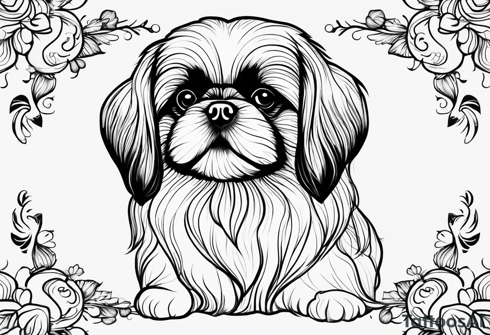 A mixed breed Pekingese and Shih-Tzu dog. Just the contours of the outline of his face. tattoo idea