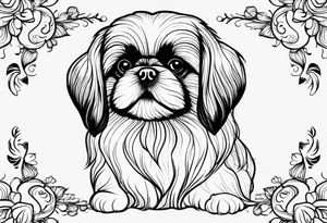 A mixed breed Pekingese and Shih-Tzu dog. Just the contours of the outline of his face. tattoo idea