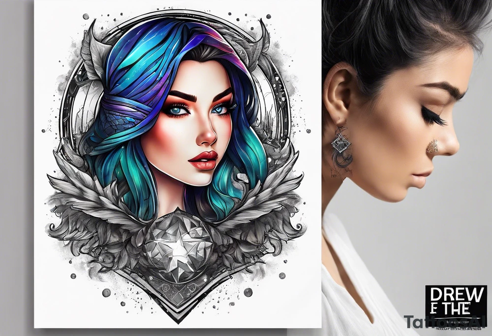 I want the name "Drew" with a space background tattoo idea