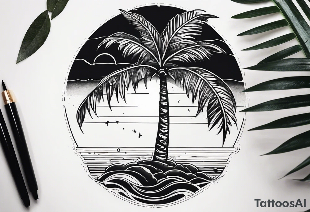 A lonely palm tree tattoo idea