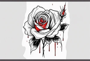 rose flower, one line, more blood dripping from the flower, tall tattoo idea