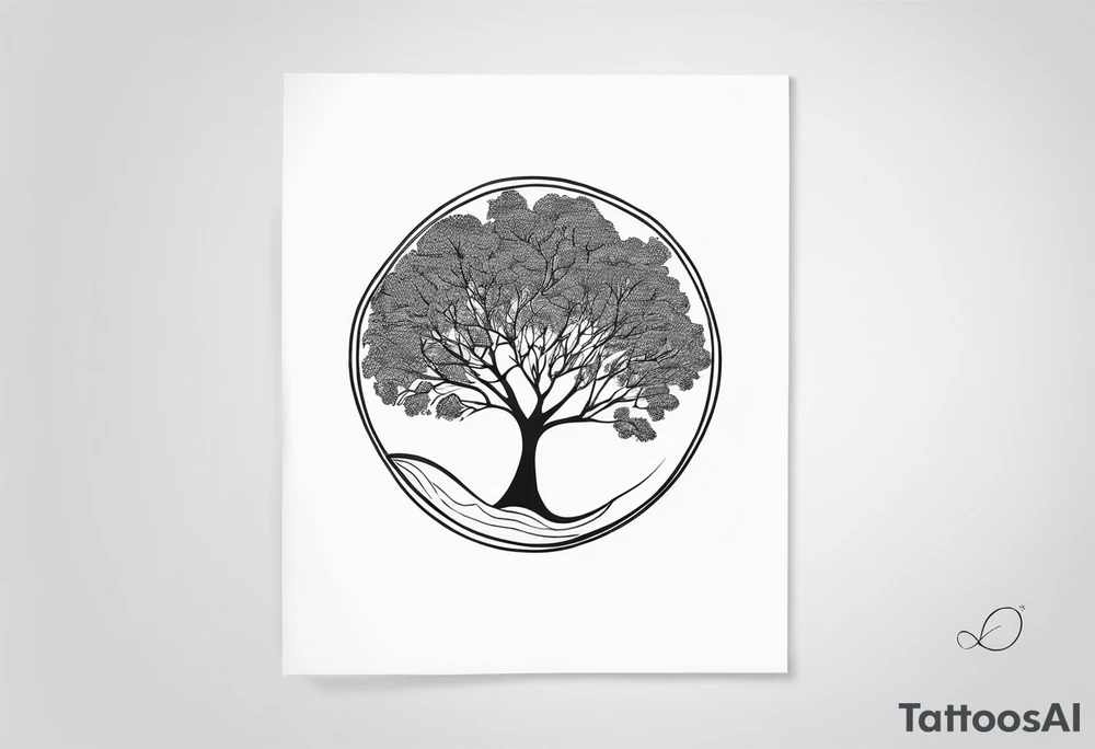 minimalistic, fine line tattoo, very few lines only, showing a globe growing out of a tree stem, symbolizing the love for traveling and experiencing the world and new cultures but not forgetting about the roots of family and friends who I am very grateful for tattoo idea