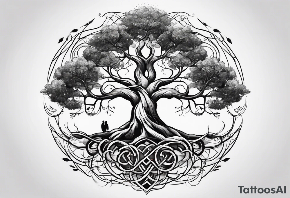 Family tree with roots tattoo idea