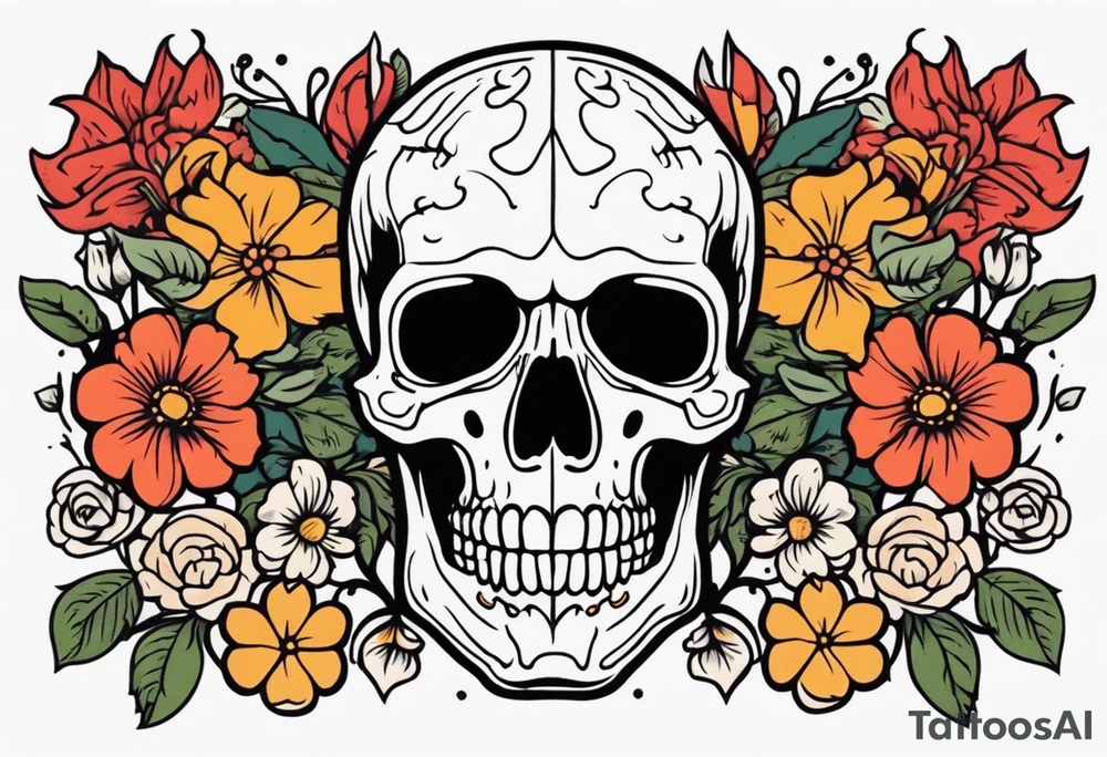 human skeleton

old school vintage simple traditional design surrounded by vintage flowers


bold color simple tattoo idea