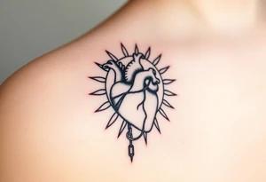 human heart chained up inside of the sublime sun, reggae vibe tattoo idea