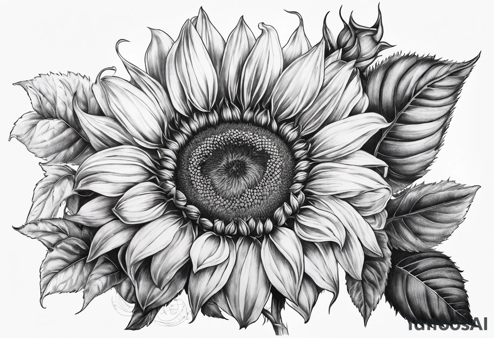 Sunflower, rose flower tattoo idea